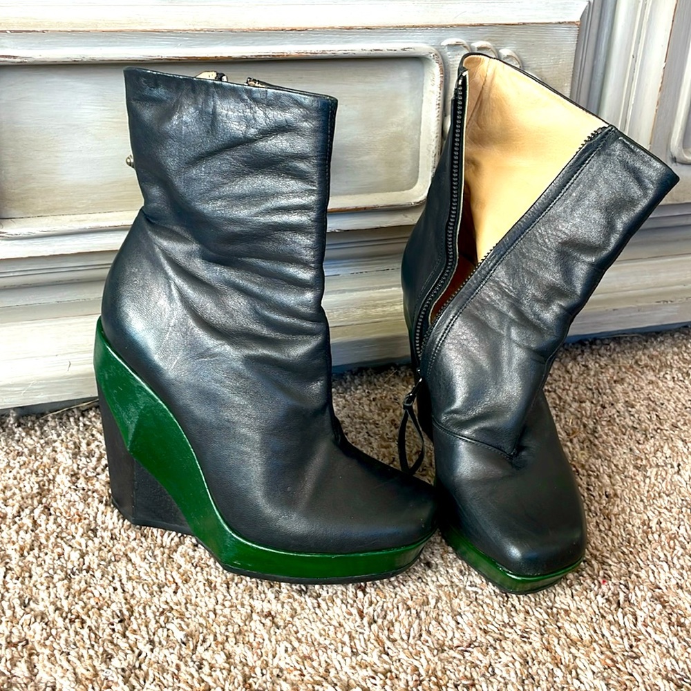 Allsaints square toe wedge sole boots